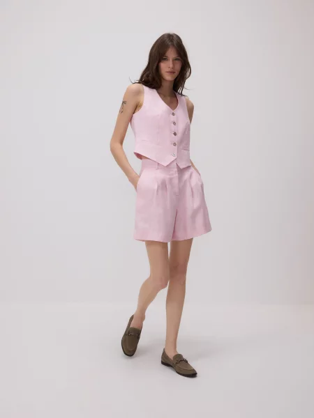 Reserved Лляна жилетка пастельний рожевий