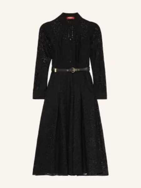 Max Mara Studio Sukienka Koszulowa Ricordo Z Koronki schwarz czarna
