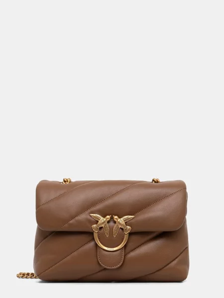 Geanta crossbody Pinko din piele clasică maro