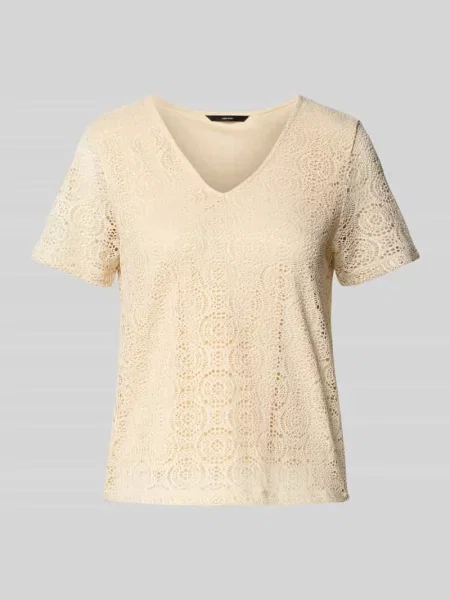 T-shirt o kroju regular fit z efektem podpalania model ‘MAYA’ Vero Moda biała