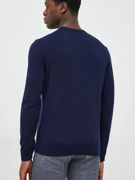 Vlněný svetr United Colors of Benetton pánský tmavomodrá lehký