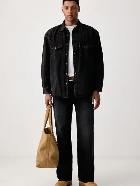 Levi's košeľová bunda pánska rifľová DENAMORE WESTERN čierna
