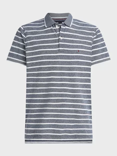 Лляне смугасте поло Tommy Hilfiger синє