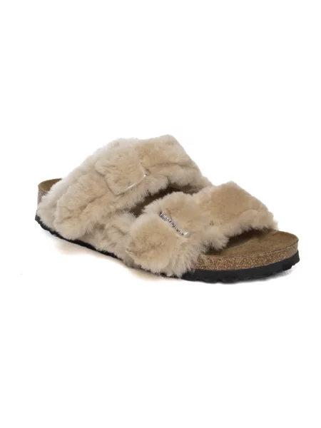 Klapki Birkenstock wełniane brązowe