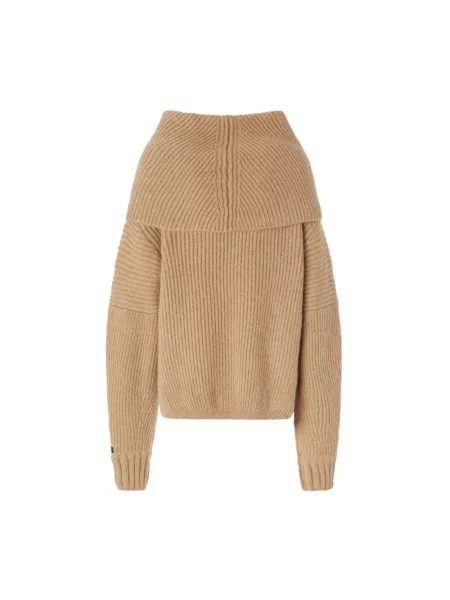 Dzianinowy sweter z golfem Pinko beżowy