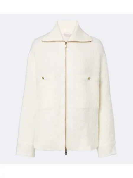 Bouclé geacă Moncler alb
