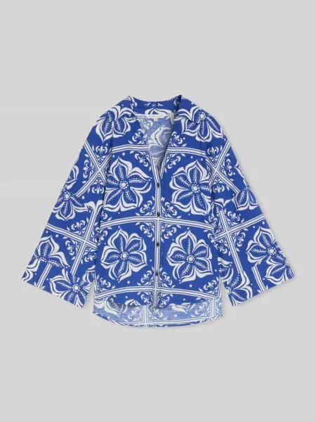 Bluzka o kroju oversized z mieszanki lnu i Tom Tailor niebieska