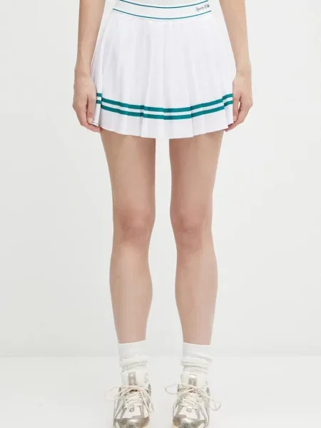 Sporty & Rich fustă Italic Logo Pleated mini evazați alb