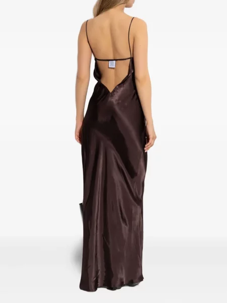 Rochie maxi Vetements cu crăpătură de costum maro