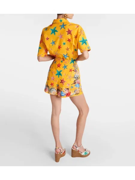 Pantaloni Dolce&gabbana cu talie înaltă cu imagine galben