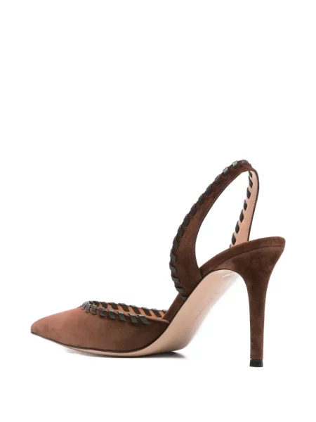 Pantofi cu toc Gianvito Rossi din piele țesuți maro