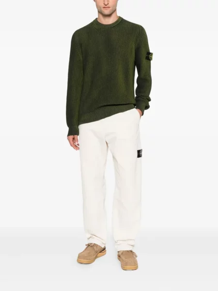 Pulover Stone Island cu decolteu rotund cu strasuri verde