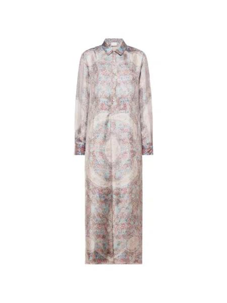 Sukienka maxi Pierre Louis Mascia w kwiatki z nadrukiem garniturowa niebieska