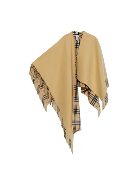 Kurtka Burberry wełniana w kratę dwustronna beżowa