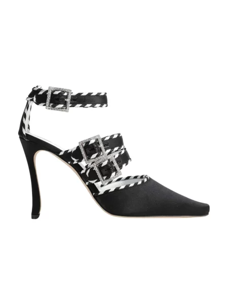 Satynowa czółenka Manolo Blahnik czarna
