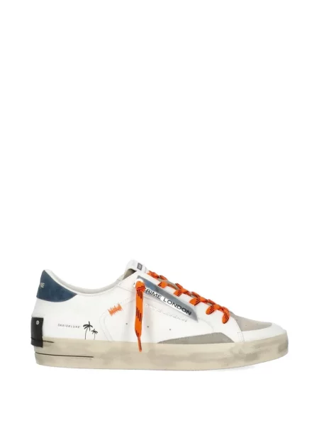 Sneakerși Crime London cu șireturi din dantelă alb