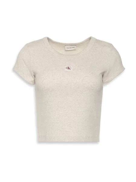 Calvin Klein Jeans Tricou ecru / gri deschis / roșu bordeaux bej