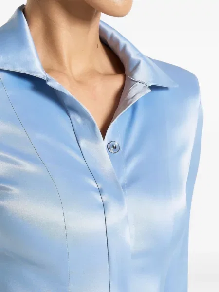 Body Manière De Voir din satin cu picior lat albastru