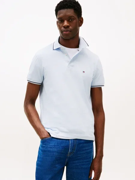 TOMMY HILFIGER Tričko námornícka modrá / pastelovo modrá biela