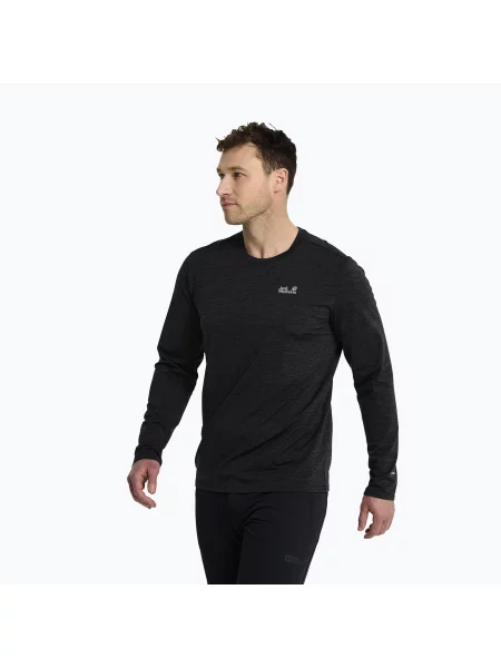 Tricou cu mânecă lungă Jack Wolfskin de drumeție negru