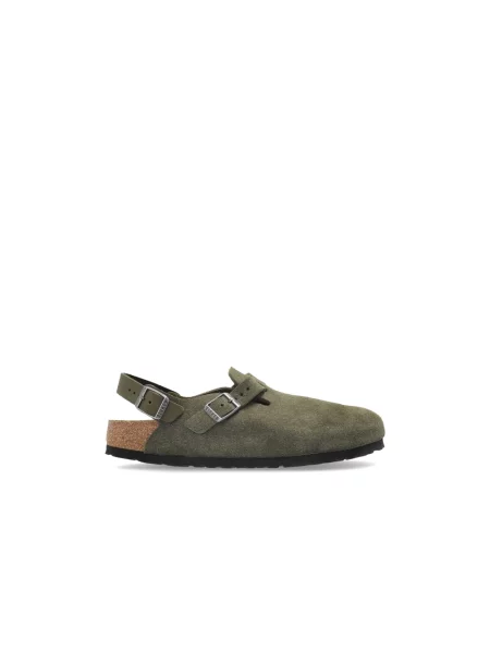 Klapki Birkenstock skórzane zielone