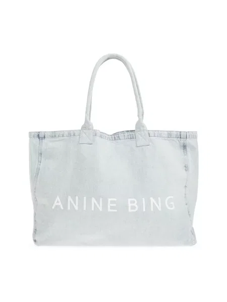 Anine Bing LEO DENIM TOTE LUCID BLUE torebka jeansowa niebieska