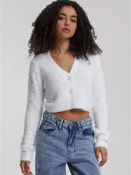 Cropp pulover Urban Classics cu pene alb