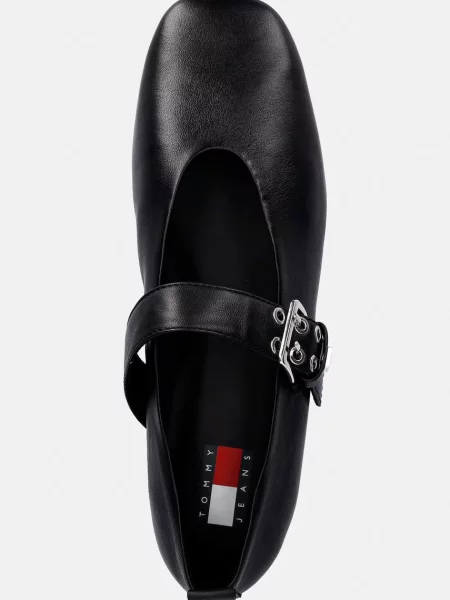 Tommy Jeans балеринки кожени TJW BALLERINA BUCKLE черно