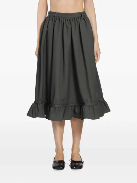 Fustă midi Mm6 Maison Margiela cu volane gri
