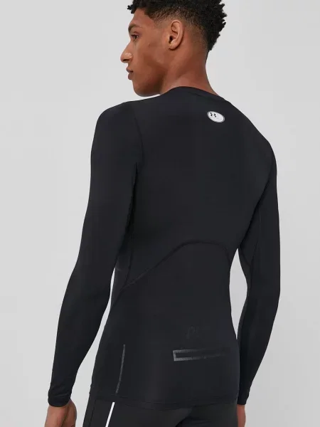 Póló Under Armour Hg Armour Comp LS Black/ White XXXL fekete