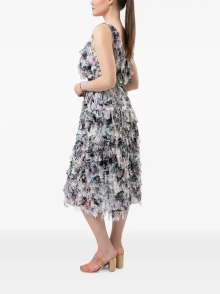 Rochie midi Baruni cu franjuri alb