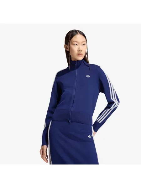 Jachetă adidas Knitted Firebird Track Top Dark Blue/ White S alb