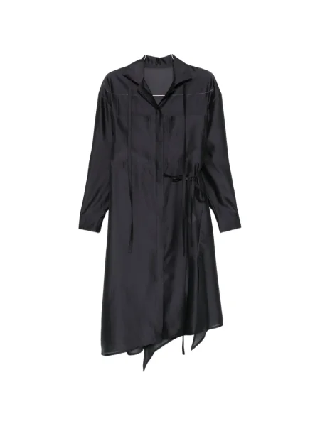 Sukienka koszulowa System do kolan wiązana garniturowa zielona