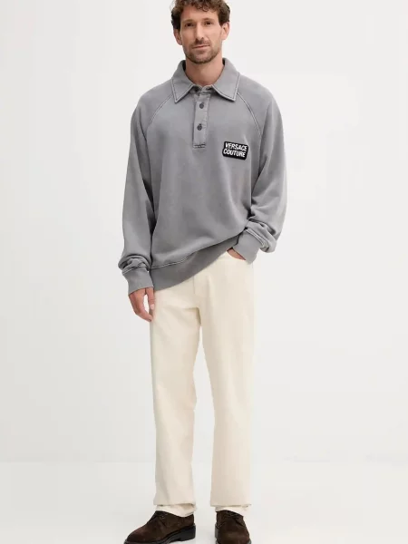 Versace Jeans Couture bluza z aplikacją szary