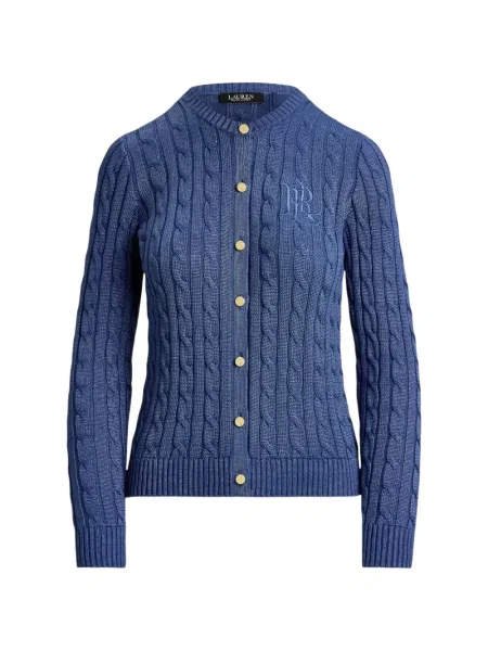 Cardigan Lauren Ralph Lauren cu broderie tricotate albastru