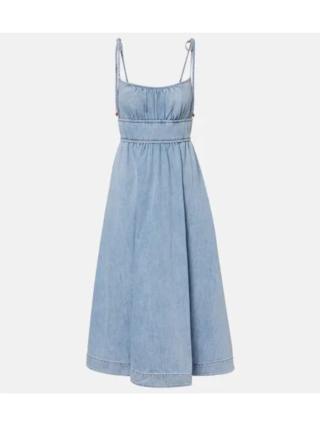 Spódnica jeansowa Zimmermann do kolan niebieska