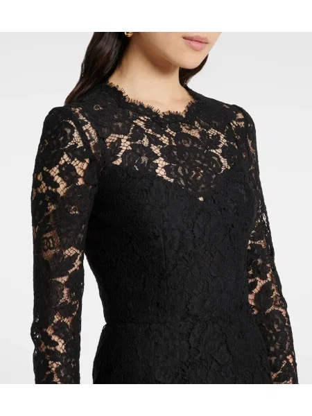 Čipkované oblekové midi šaty Dolce&gabbana po kolená čierna