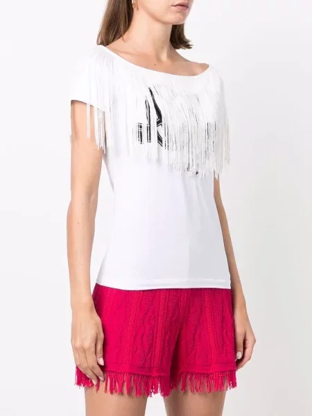 Tricou Love Moschino cu broderie alb