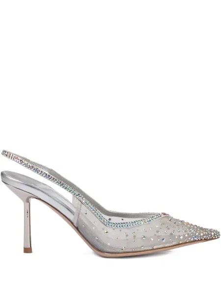Pantofi cu toc Le Silla slingback de cristal argintiu