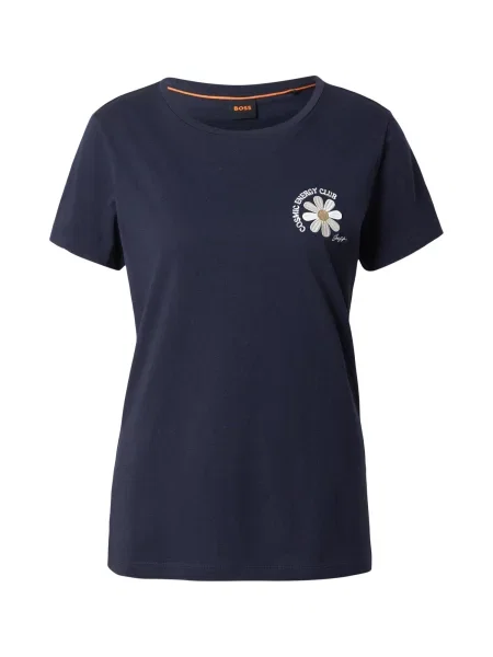 BOSS Tricou bleumarin / galben deschis alb