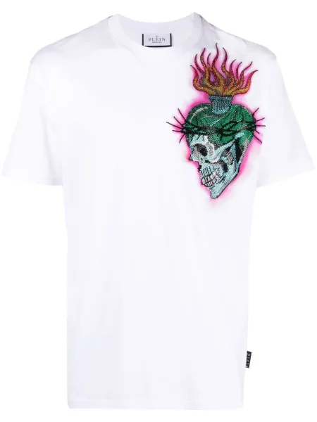 Tricou Philipp Plein cu imagine alb