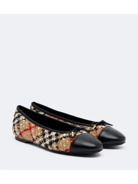 Bouclé balerini Burberry în carouri bej