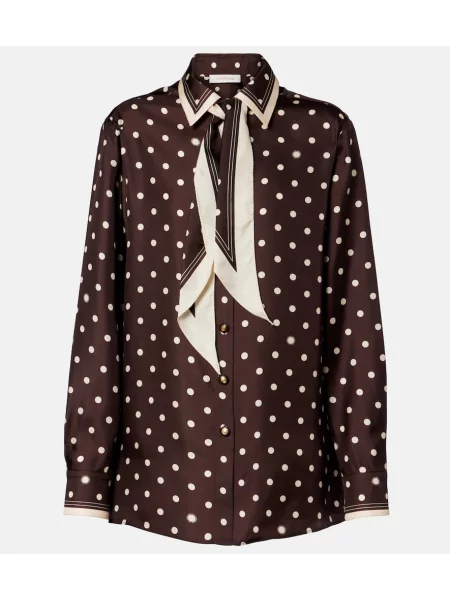 Cămașă Zimmermann de mătase cu buline maro