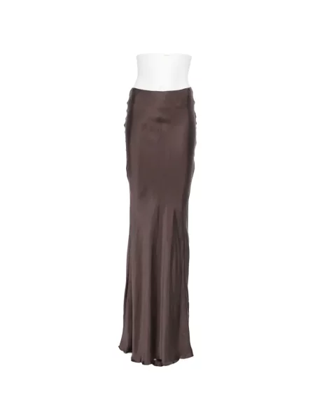 Fusta maxi The Andamane din satin cu volane maro