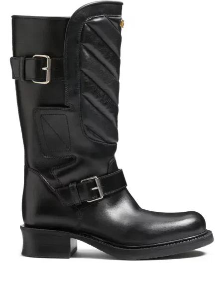 Botine Valentino Garavani din piele biker negru