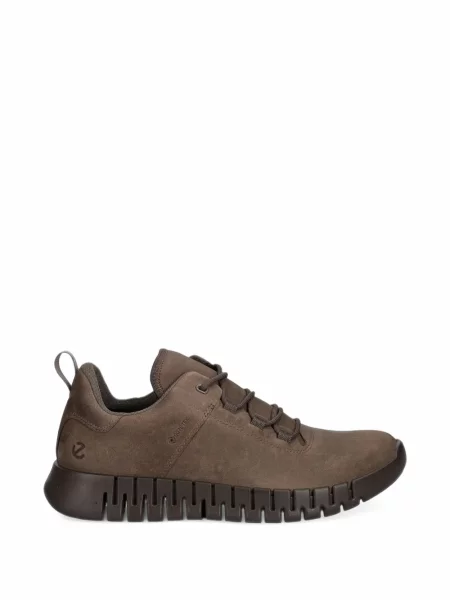 Sneakerși Ecco cu șireturi din nubuc maro