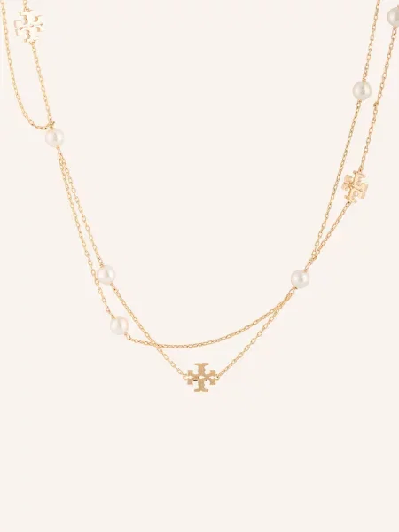Tory Burch Łańcuszek Moondance gold biały