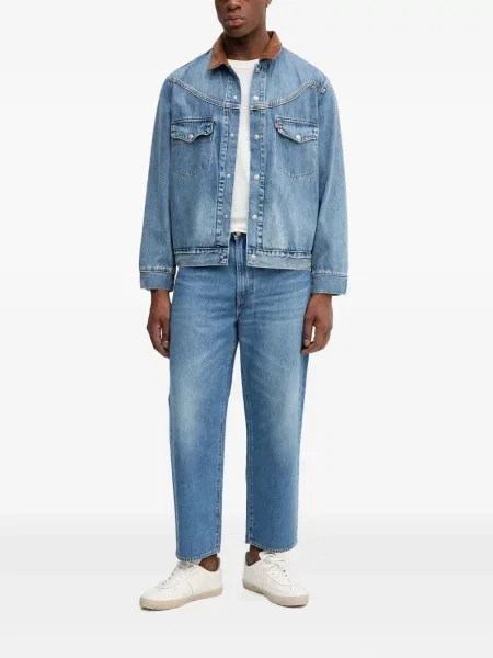 Pakowny kowbojska kurtka puchowa Levi's flanelowa niebieska