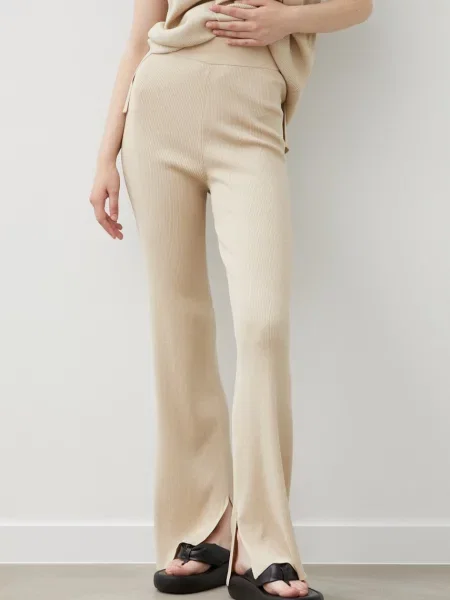 Drykorn pantaloni femei bej drept high waist