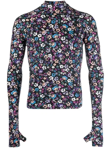 Tricou Off-white cu model floral cu imagine lung